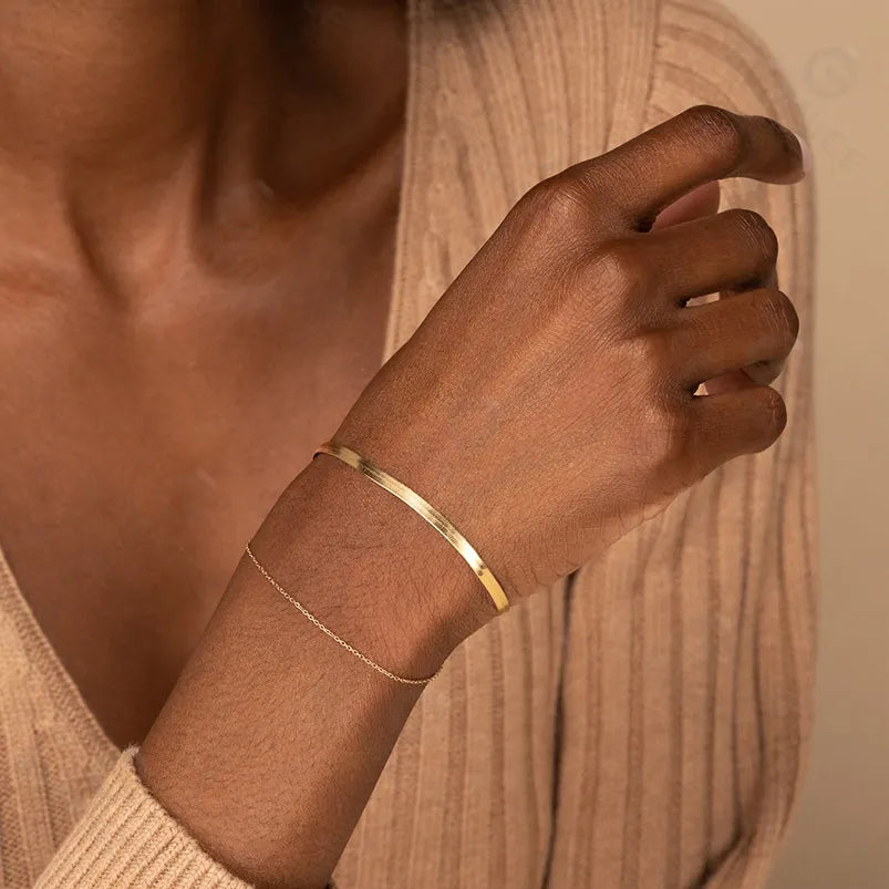 925 Sterling Silver Gold Plated Snake Chain Bracelet