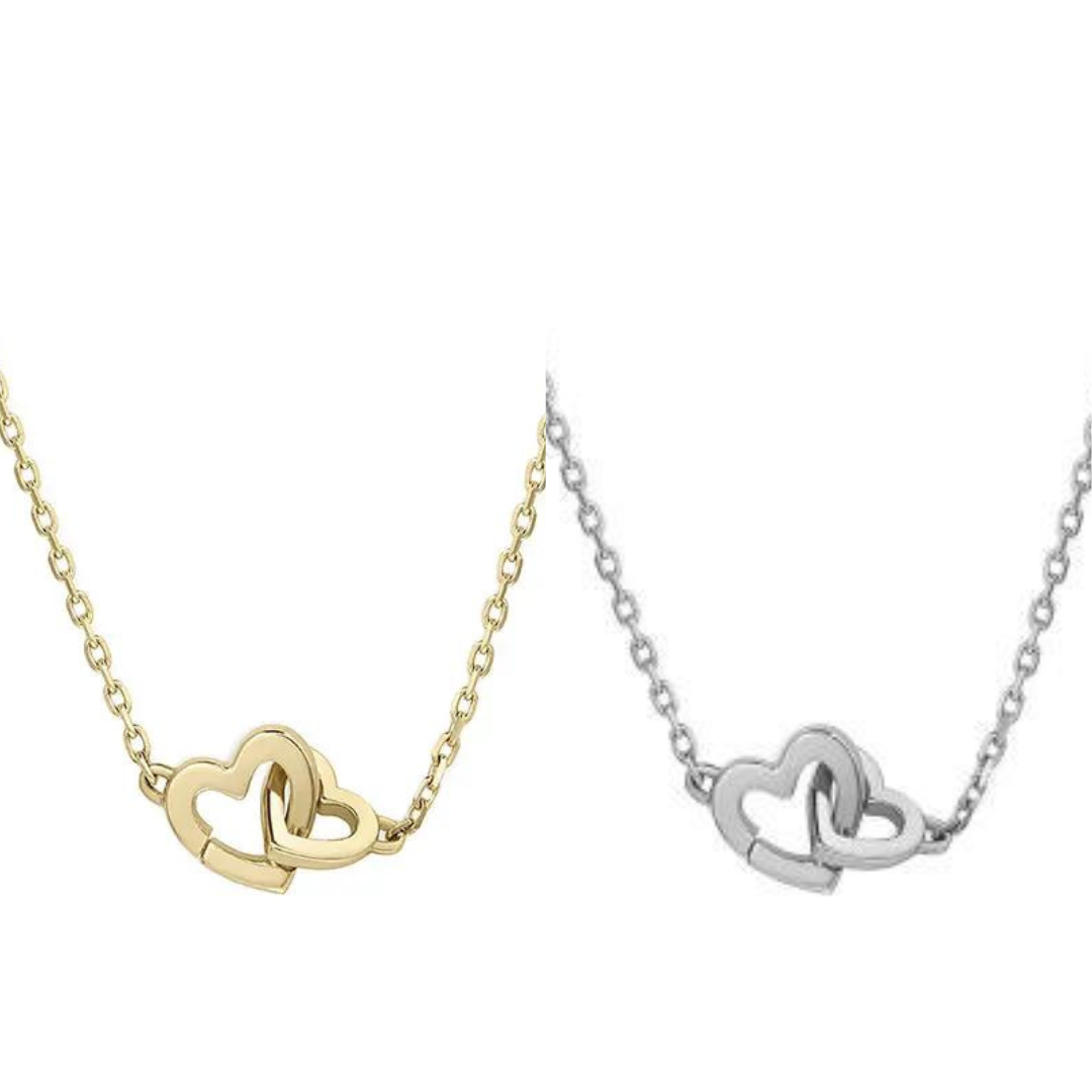 925 Sterling Silver Interlocking Heart Necklace
