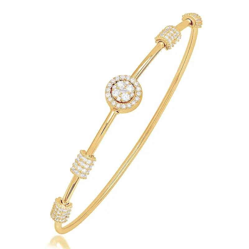 925 Sterling Silver Gold Plated Luxury Cubic Zirconia Bangle
