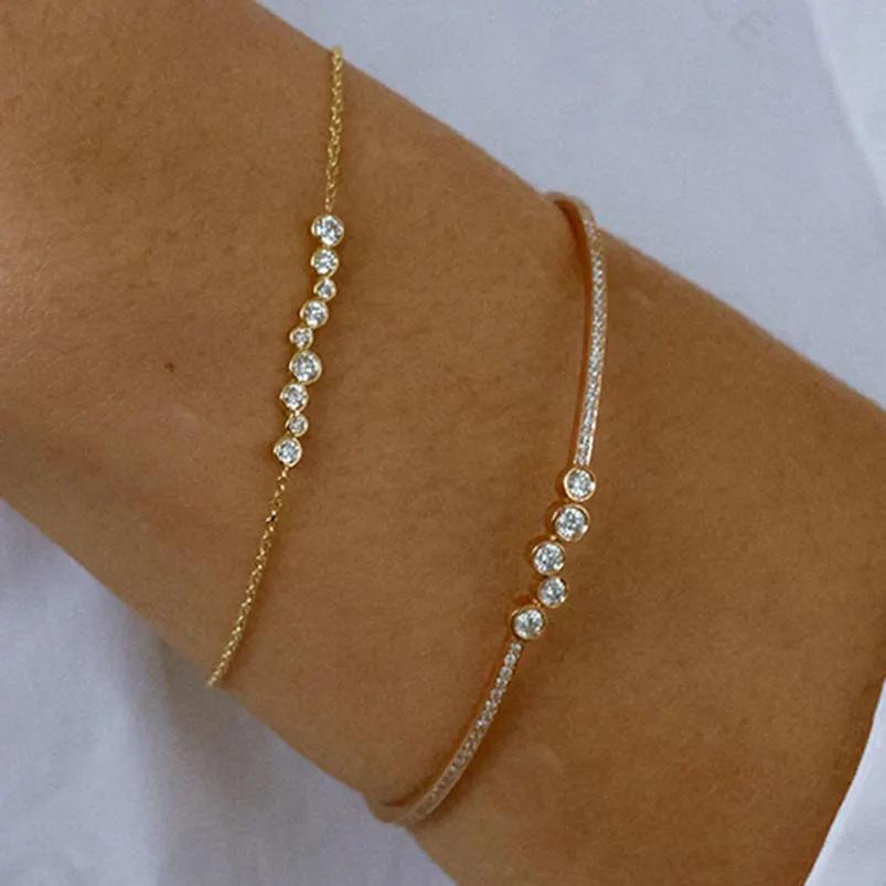 925 Sterling Silver 18k Gold Plated Cz Bubble Bracelet