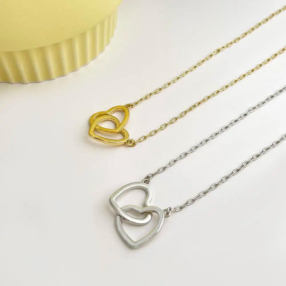 925 Sterling Silver Double Love Necklace