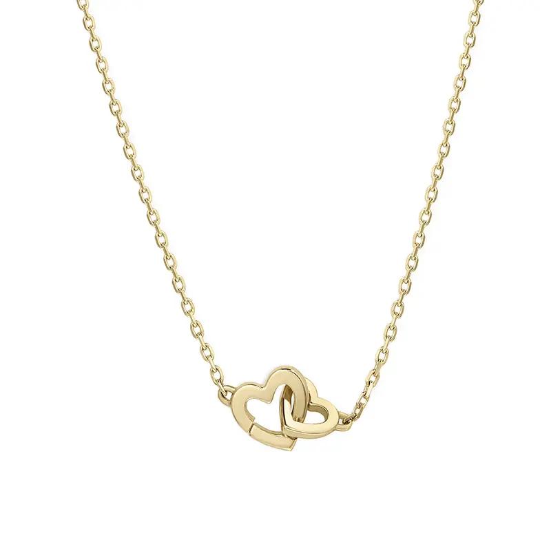 925 Sterling Silver Interlocking Heart Necklace