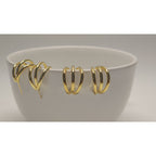 925 Sterling Silver Gold Plated Multi Hoop Stud Earrings
