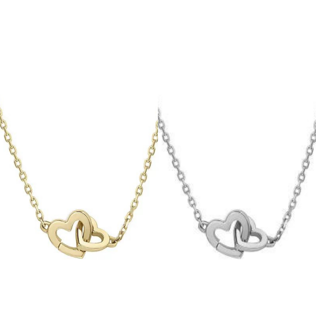925 Sterling Silver Interlocking Heart Necklace