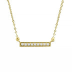 925 Sterling Silver Gold Plated Cubic Zirconia Bar Necklace